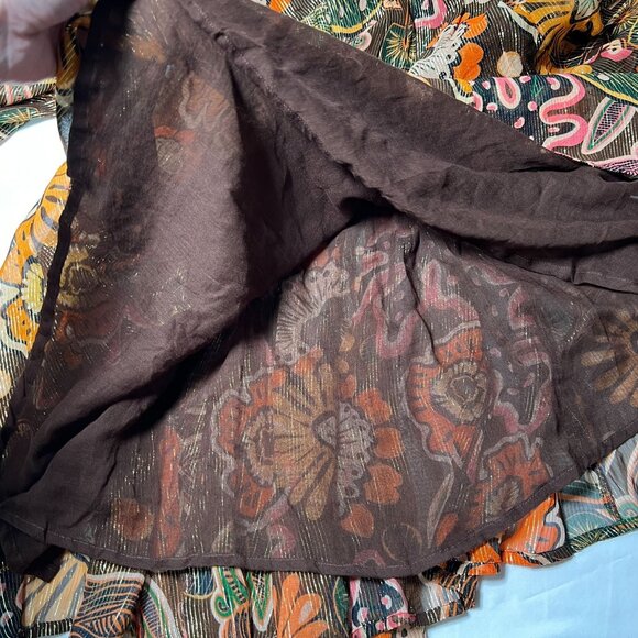 NWOT Sundress REVOLVE Maud Brown Mini Dress Retro Floral Flare Sleeve XS Tall - Picture 13 of 15